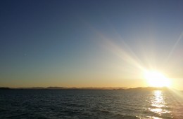 Beatiful sunset over Townsvilles Clevland Bay on the way to Magnetic Island.